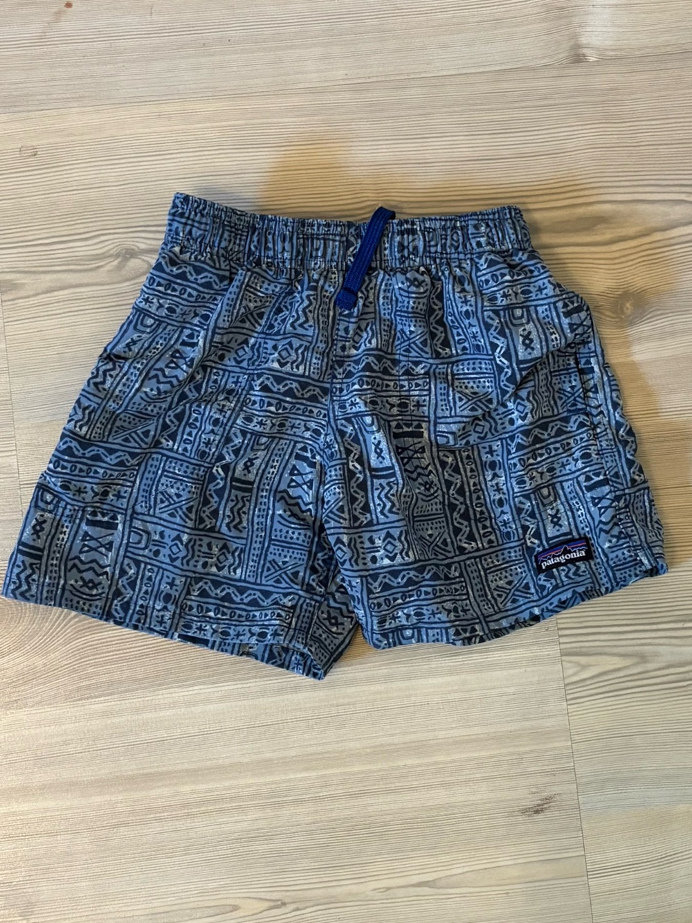 Patagonia Boys Blue Geometric Lined Shorts